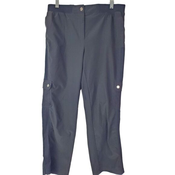Chico's Pants - Chicos Womens Zenergy Mesh Trim Ankle‎ Pants Black Athleisure Size M